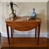 F08. One-drawer drop leaf side table with inlay. 28” x 38”w x 28”d - $175 